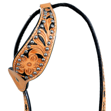 HILASON Western Horse Headstall Genuine American Leather Floral Tan